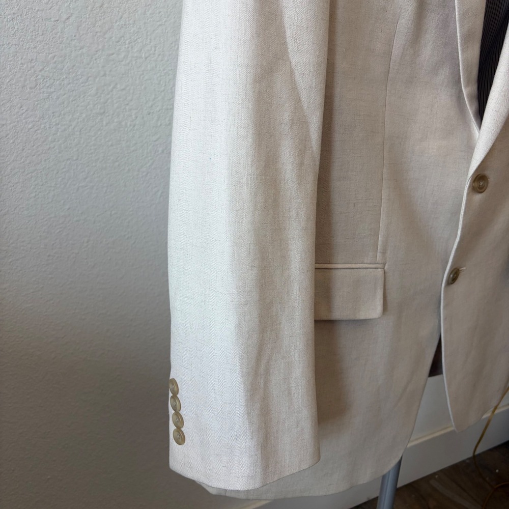 Michael Kors Blazer Mens 44R Beige Linen Blend Two Button Sport Coat Jacket - Picture 2 of 5